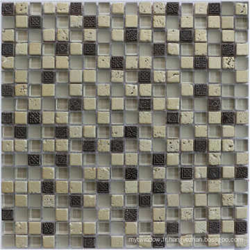 Mosaïque en pierre de marbre carré de 15 mm pour mur